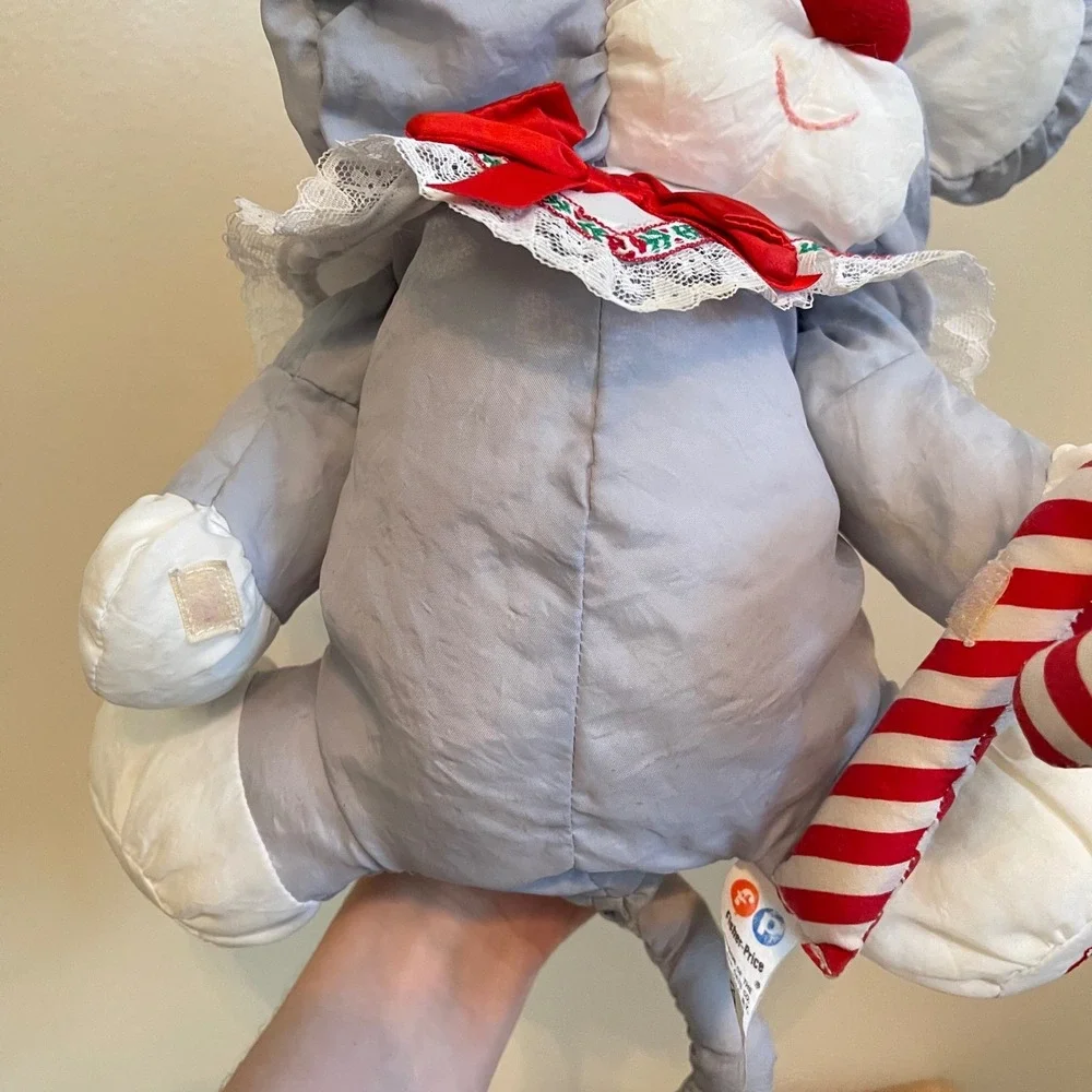 VTG 1991 Fisher-Price Christmas Puffalump‎ White Bear Grey Mouse Plush Santa